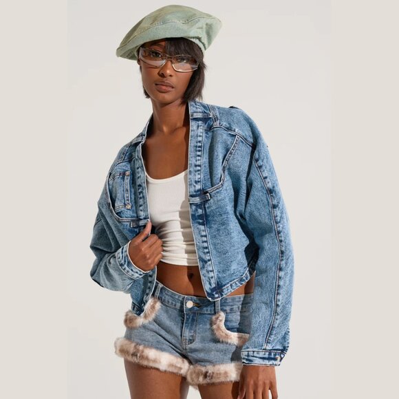 WRAP IT UP DENIM SHRUG - L/XL - Picture 1 of 4
